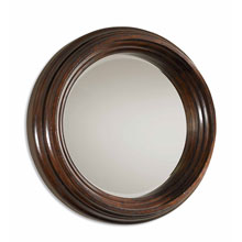 Cristiano Round Dark Wood Mirror - Click Image to Close